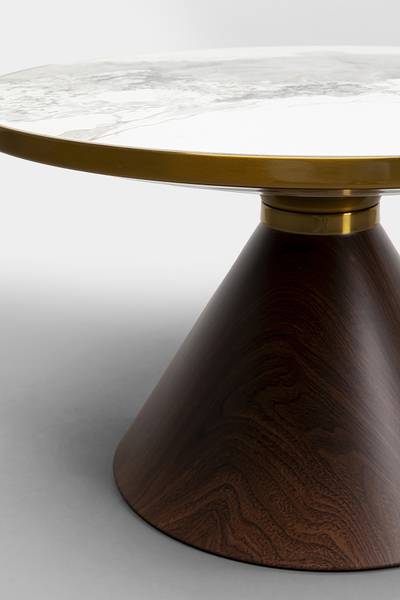 Couchtisch Cono Steinzeug / Metall - Marmor Weiß Dekor / Braun