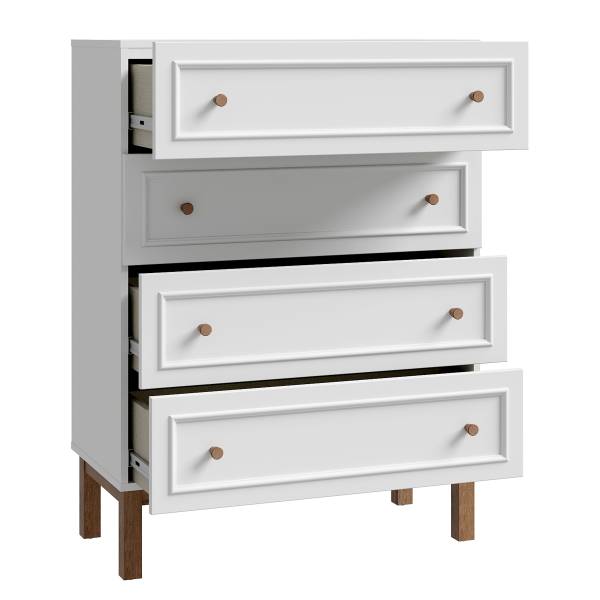 Comò Amizat - largo 80 cm Bianco grigio / Effetto rovere