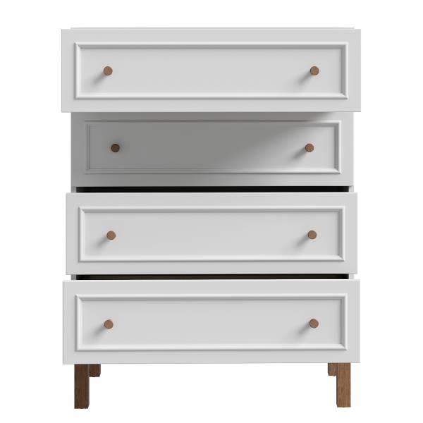 Comò Amizat - largo 80 cm Bianco grigio / Effetto rovere