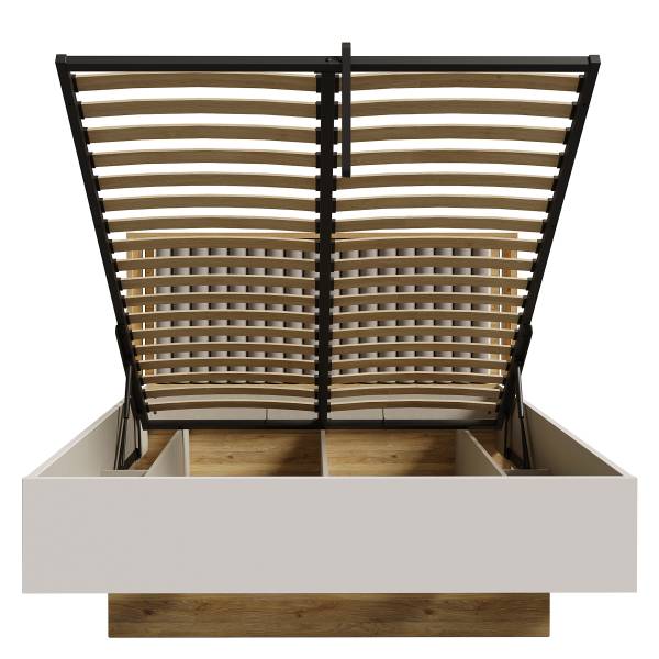 Bettgestell Keyaya mit Lattenrost Flachgewebe - Grau / Eiche Mauvella Dekor - 140 x 200cm