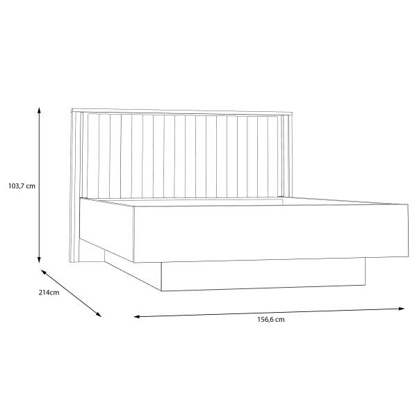 Bettgestell Keyaya mit Lattenrost Flachgewebe - Grau / Eiche Mauvella Dekor - 140 x 200cm