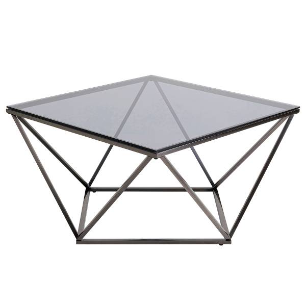 Tavolino da salotto Cristallo Vetro / Metallo - grigio / nero