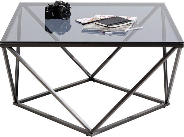 Tavolino da salotto Cristallo Vetro / Metallo - grigio / nero