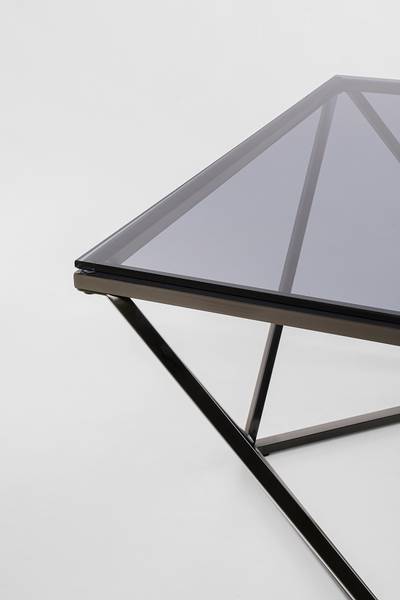 Tavolino da salotto Cristallo Vetro / Metallo - grigio / nero
