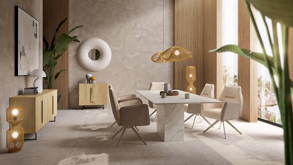 Massive Kommode Mulino mit Türen Mango Hell