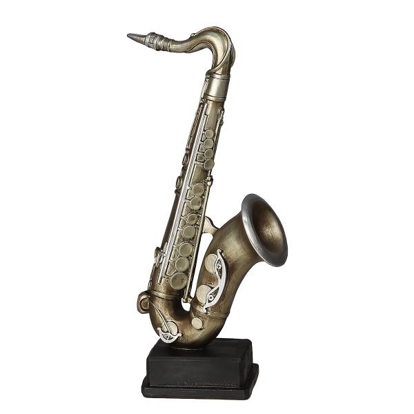 Figur Saxophon Kunstharz - Silber - Höhe: 33 cm