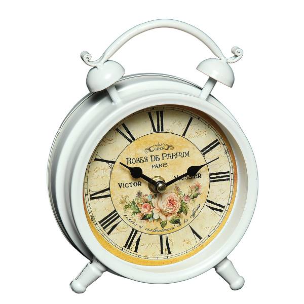 Horloge de table roses Tôle d’acier - blanc