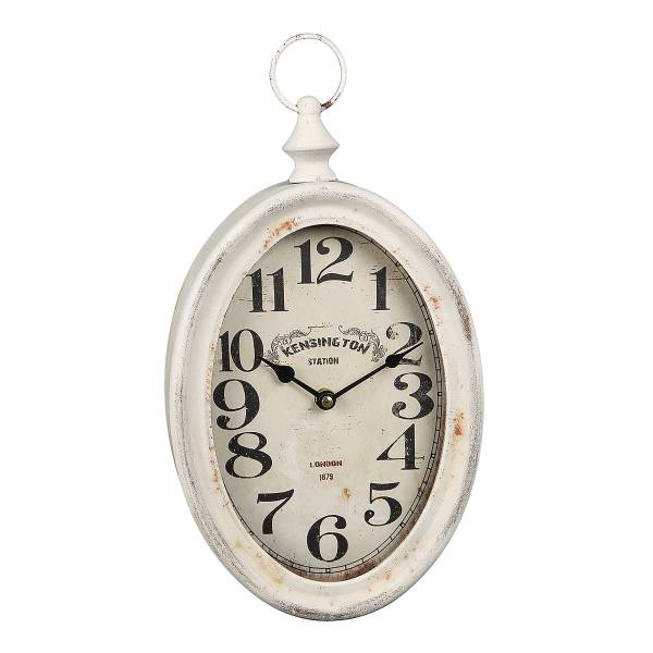 Wanduhr Nabbi oval Stahlblech - Weiß