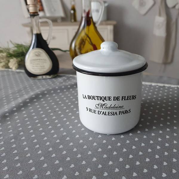 Boîte de rangement De Fleur Émail - blanc