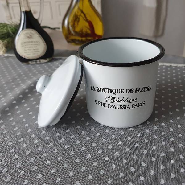 Boîte de rangement De Fleur Émail - blanc