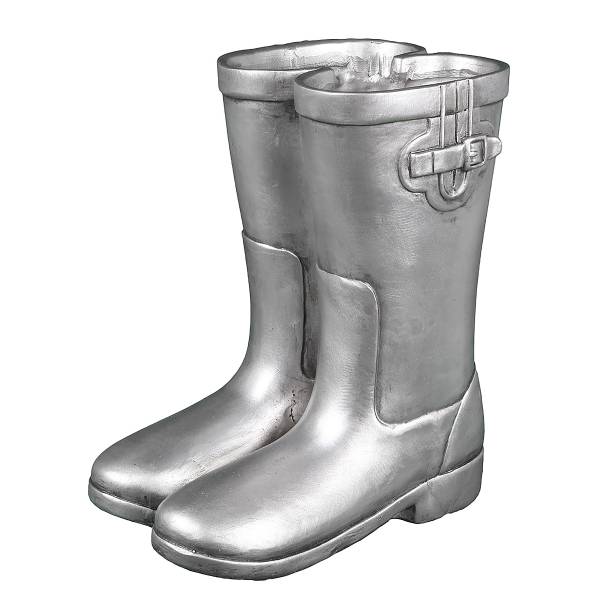 Figur Gummistiefel hoch Kunstharz - Silber