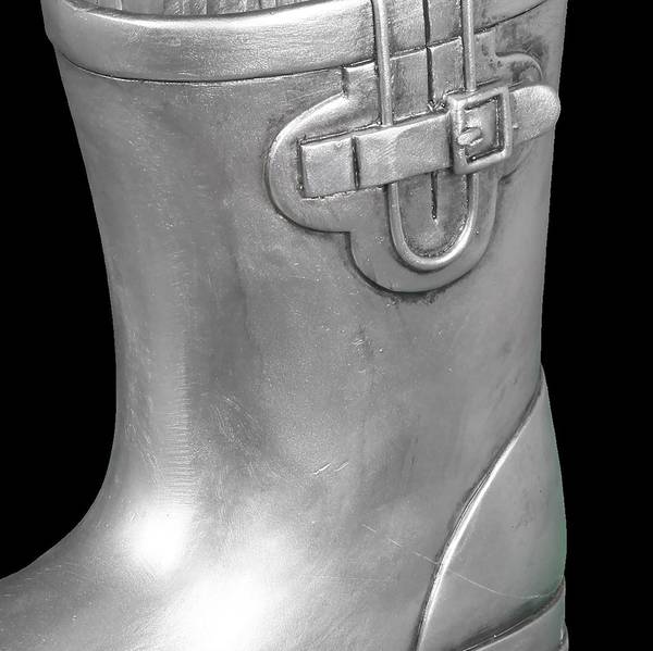 Figur Gummistiefel hoch Kunstharz - Silber