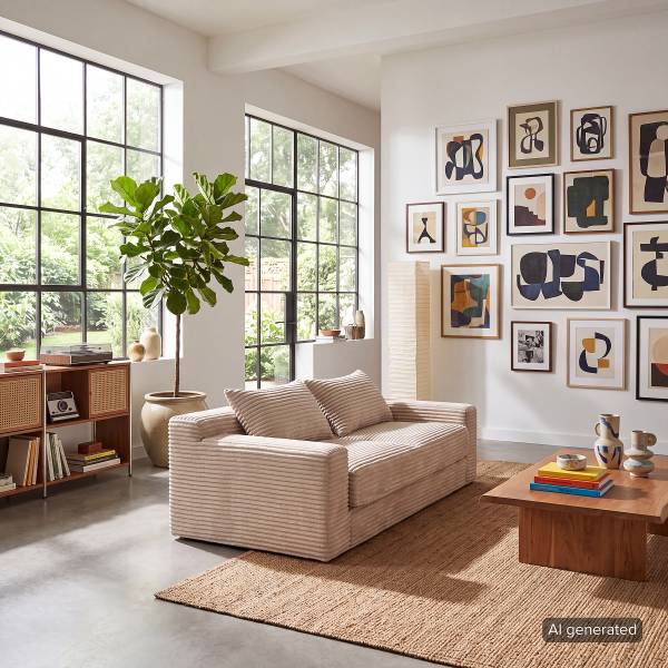 2-Sitzer Sofa YLVA Vakuumverpackt - Cordstoff Vaida: Beige