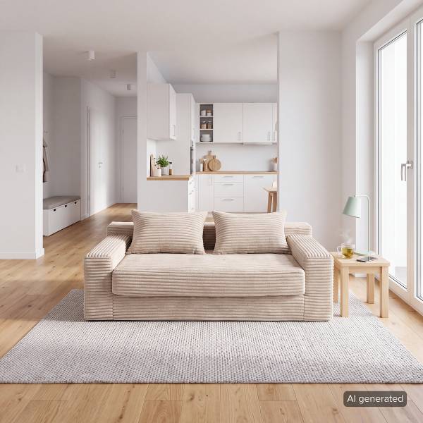 2-Sitzer Sofa YLVA Vakuumverpackt - Cordstoff Vaida: Beige
