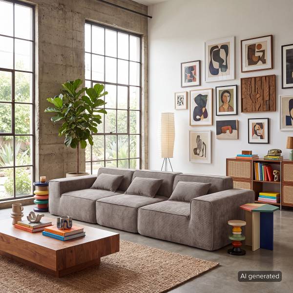 Modulares 3-Sitzer Sofa NORE Vakuumverpackt - Cordstoff Adaja: Taupe