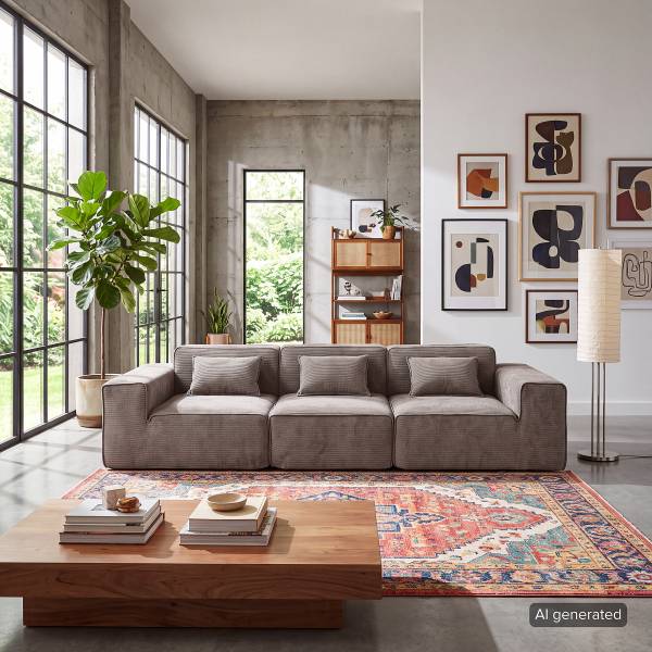 Modulares 3-Sitzer Sofa NORE Vakuumverpackt - Cordstoff Adaja: Taupe