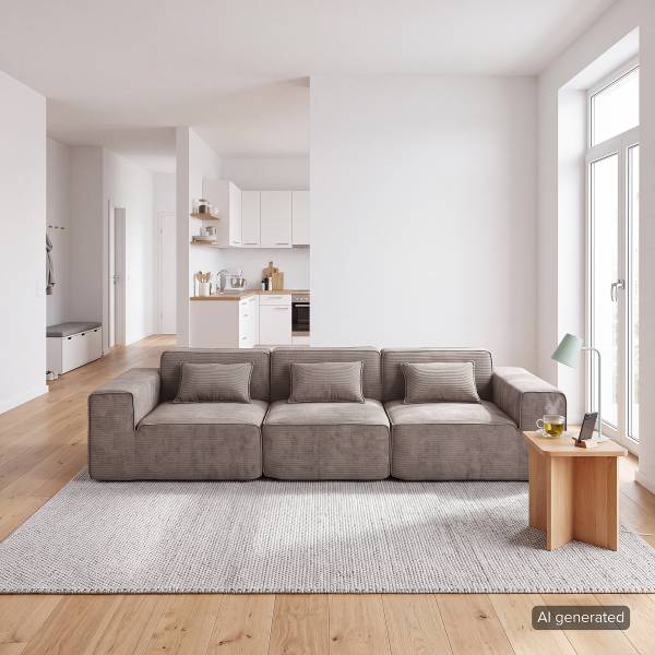 Modulares 3-Sitzer Sofa NORE Vakuumverpackt - Cordstoff Adaja: Taupe