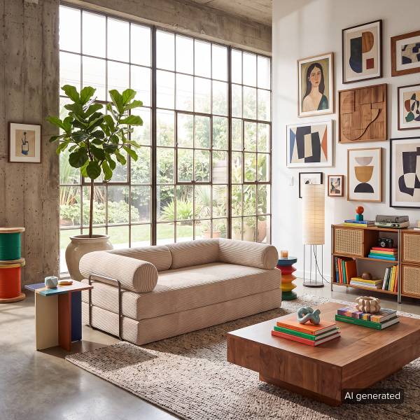 Schlafsofa NJORD Vakuumverpackt - Cordstoff Vaida: Beige