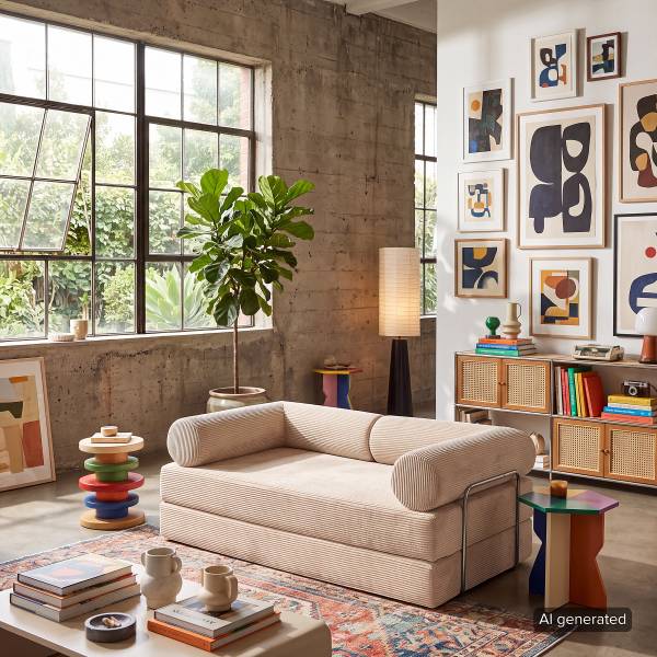 Schlafsofa NJORD Vakuumverpackt - Cordstoff Vaida: Beige