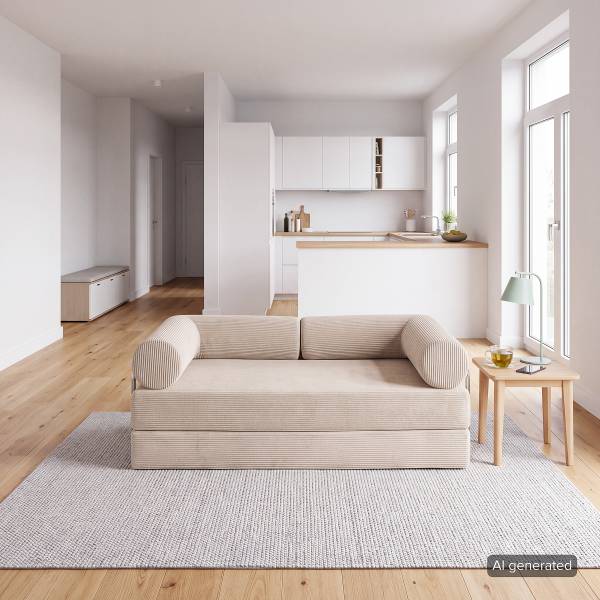 Schlafsofa NJORD Vakuumverpackt - Cordstoff Vaida: Beige