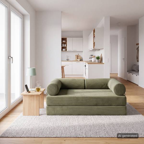 Schlafsofa NJORD Vakuumverpackt - Cordstoff Vaida: Grün