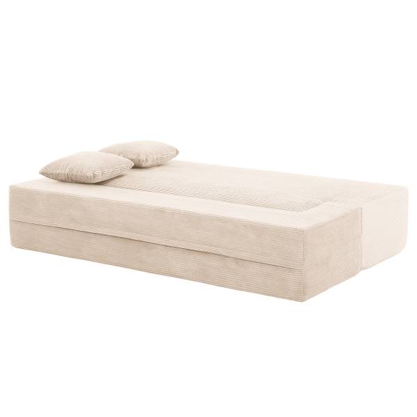 Schlafsofa AUNA Vakuumverpackt - Cordstoff Vaida: Beige