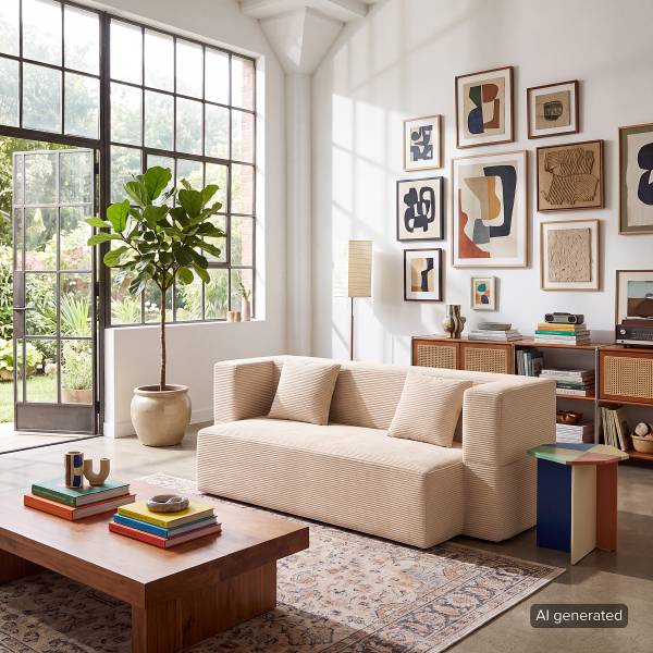 Schlafsofa AUNA Vakuumverpackt - Cordstoff Vaida: Beige