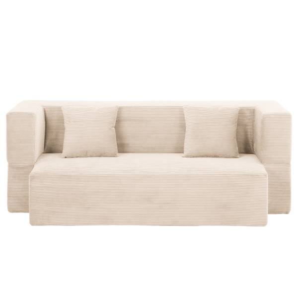 Schlafsofa AUNA Vakuumverpackt - Cordstoff Vaida: Beige