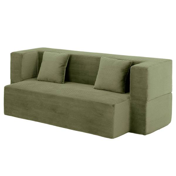 Schlafsofa AUNA Vakuumverpackt - Cordstoff Vaida: Grün