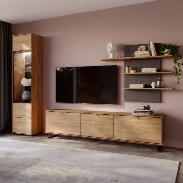 Parete attrezzata di 3 mobili Woodham Rovere parzialmente massello