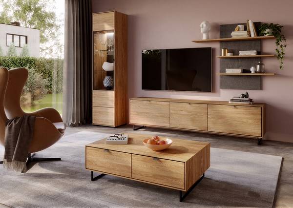 Parete attrezzata di 3 mobili Woodham Rovere parzialmente massello