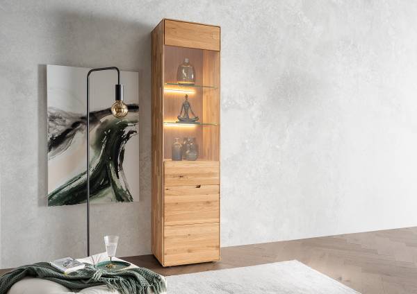 Houten vitrinekast staand Lajur wild eikenhout