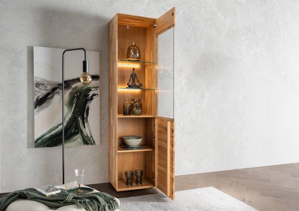 Houten vitrinekast staand Lajur wild eikenhout