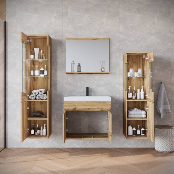 Salle de bain Narobi - 4 éléments Imitation chêne wotan