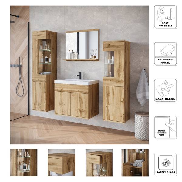 Salle de bain Narobi - 4 éléments Imitation chêne wotan