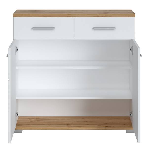 Commode Cimadu Blanc / Décoration chêne Wotan