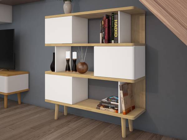 Scaffale Gooban Bianco / Effetto rovere