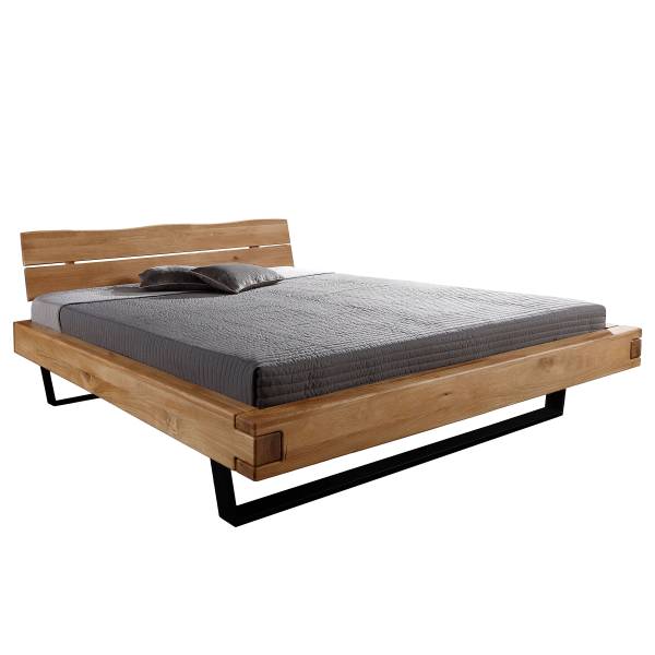 Letto in legno massello Bioko B Rovere nodato / Nero - 160 x 200cm