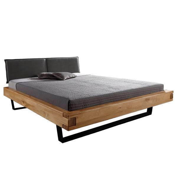 Letto Bioko B con imbottitura Microfibra - Nero / Rovere - 140 x 200cm