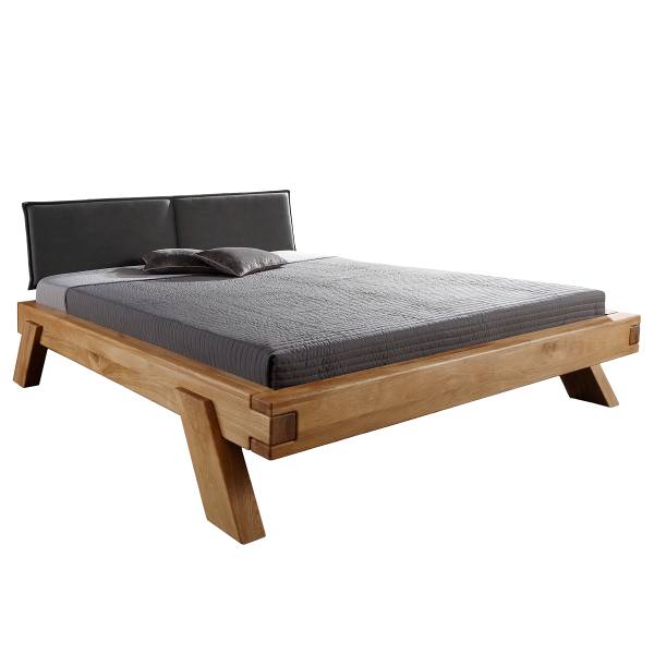 Letto Bioko C con imbottitura Microfibra - Nero / Rovere - 180 x 200cm