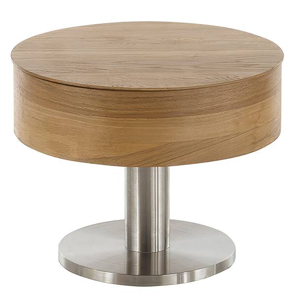 Table basse fonctionnelle Kuplya Placage en bois véritable / Métal - Chêne - Argenté