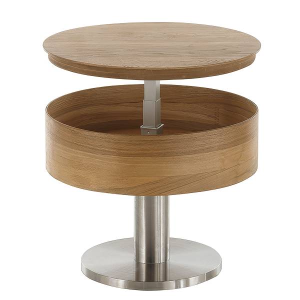 Table basse fonctionnelle Kuplya Placage en bois véritable / Métal - Chêne - Argenté
