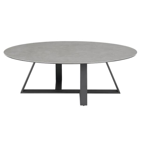 Salontafel Nyarit keramiek/metaal - lichtgrijs/zwart