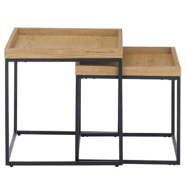 Tables basses plaquées Endana - Lot de 2 Chêne / Noir