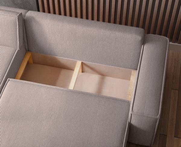 Ecksofa Scarlo mit Schlaffunktion Cappuccino - Cord