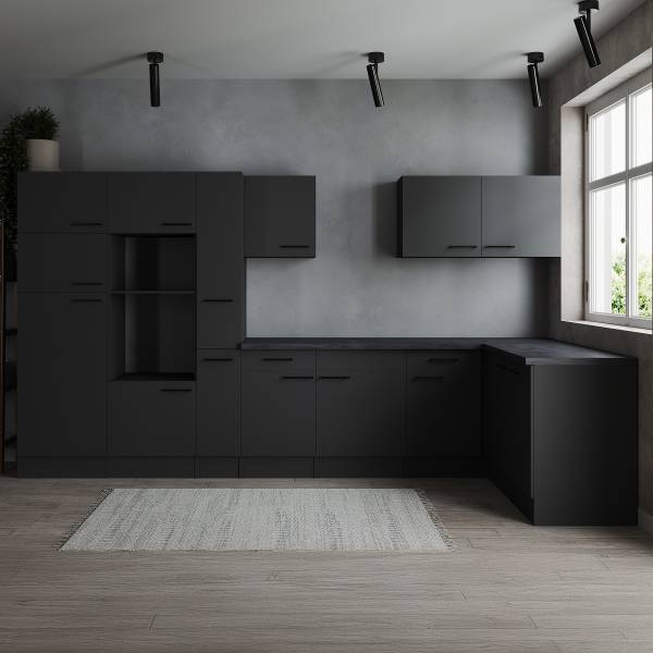Cuisine premium Oliver 370 cm Gris mat - Sans électroménager