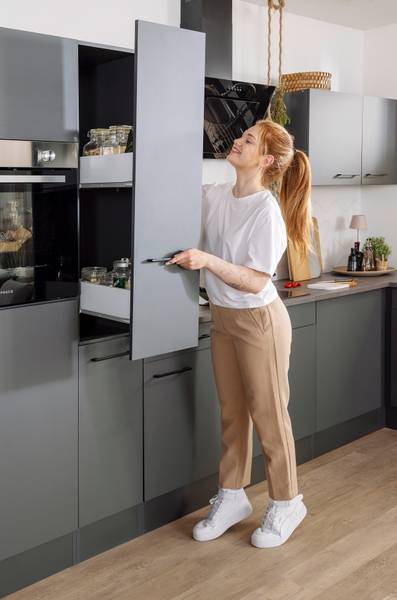 Cuisine premium Oliver 370 cm Gris mat - Sans électroménager