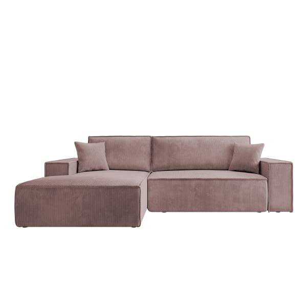 Divano letto angolare Farese New Velluto a coste Poppy: rose antico - Longchair preimpostata a sinistra