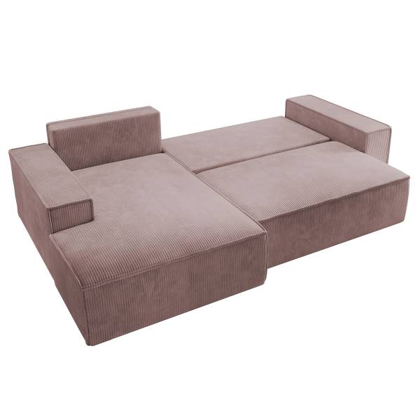 Divano letto angolare Farese New Velluto a coste Poppy: rose antico - Longchair preimpostata a sinistra