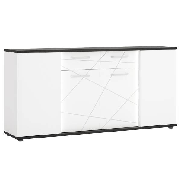 Dressoir met verlichting Piedera 182 cm wit/zwart